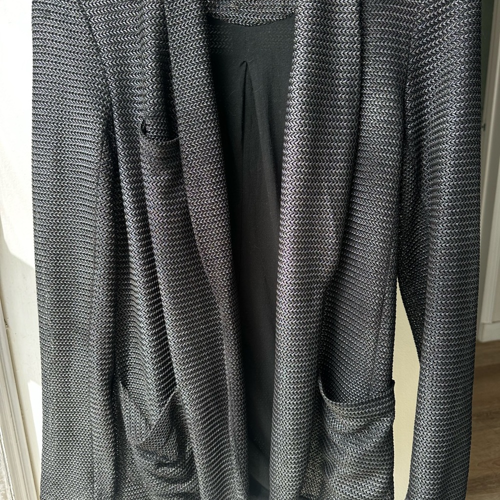 American retro black metallic knit blazer